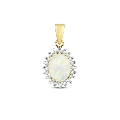 Diamond & Opal Pendant 0.68ct 9ct Gold